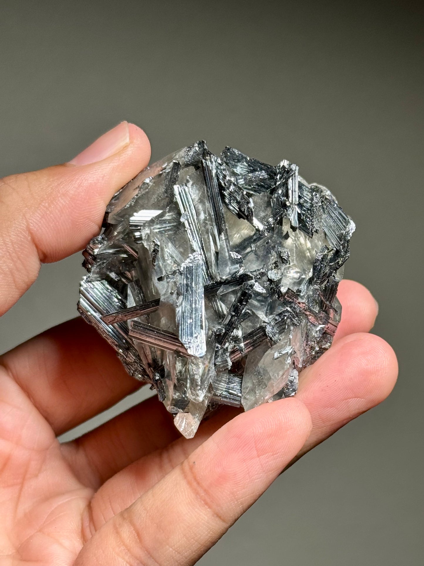 Stibnite in Calcite
