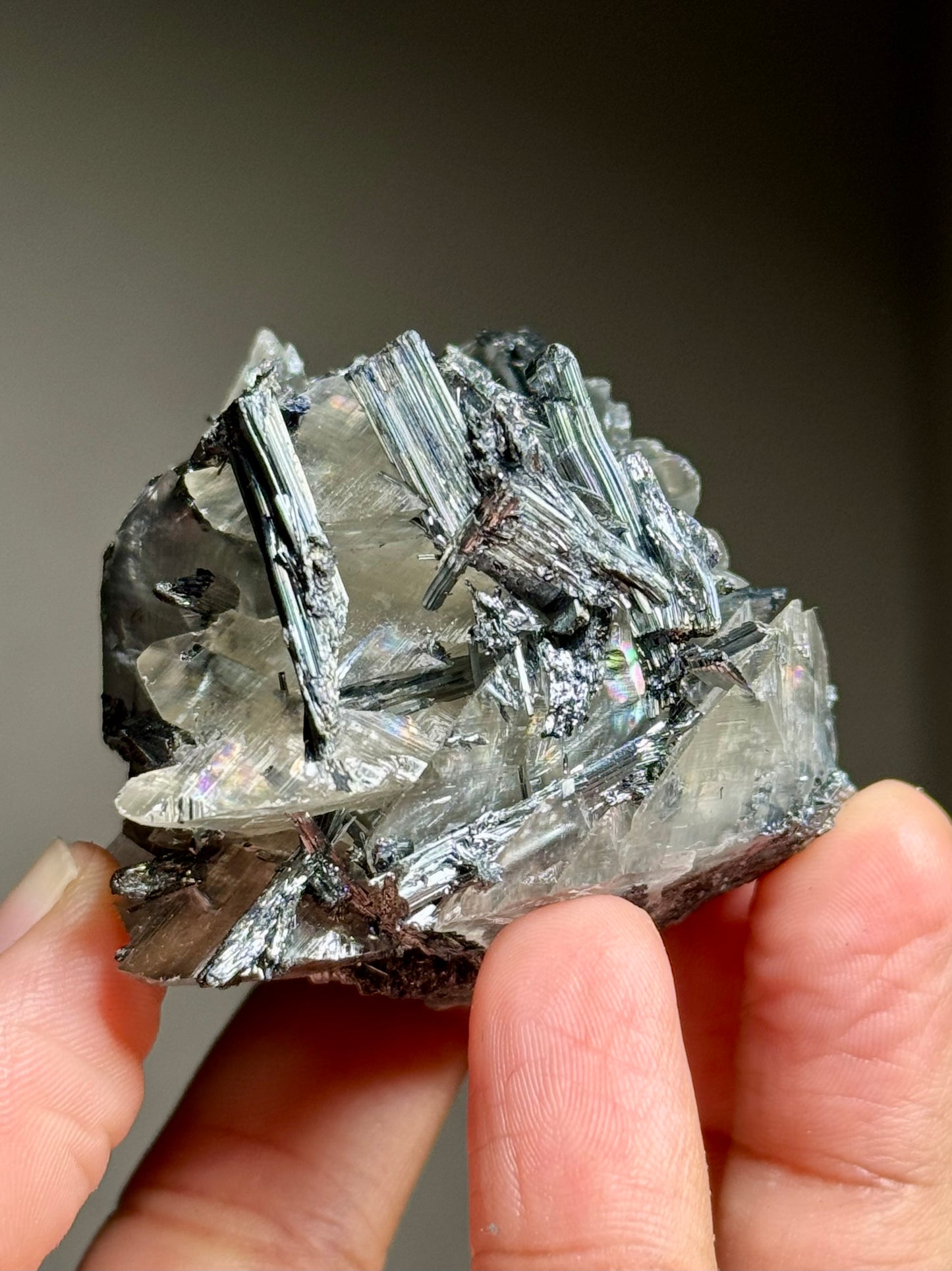 Stibnite in Calcite