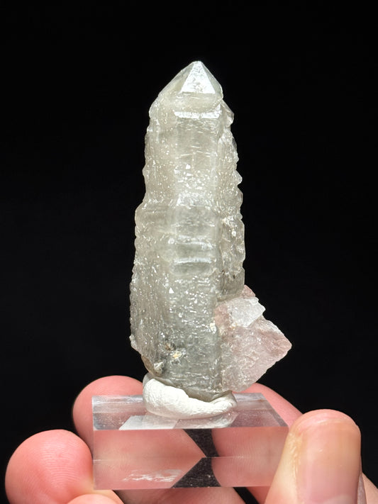 Pink Fluorite on Smoky Quartz