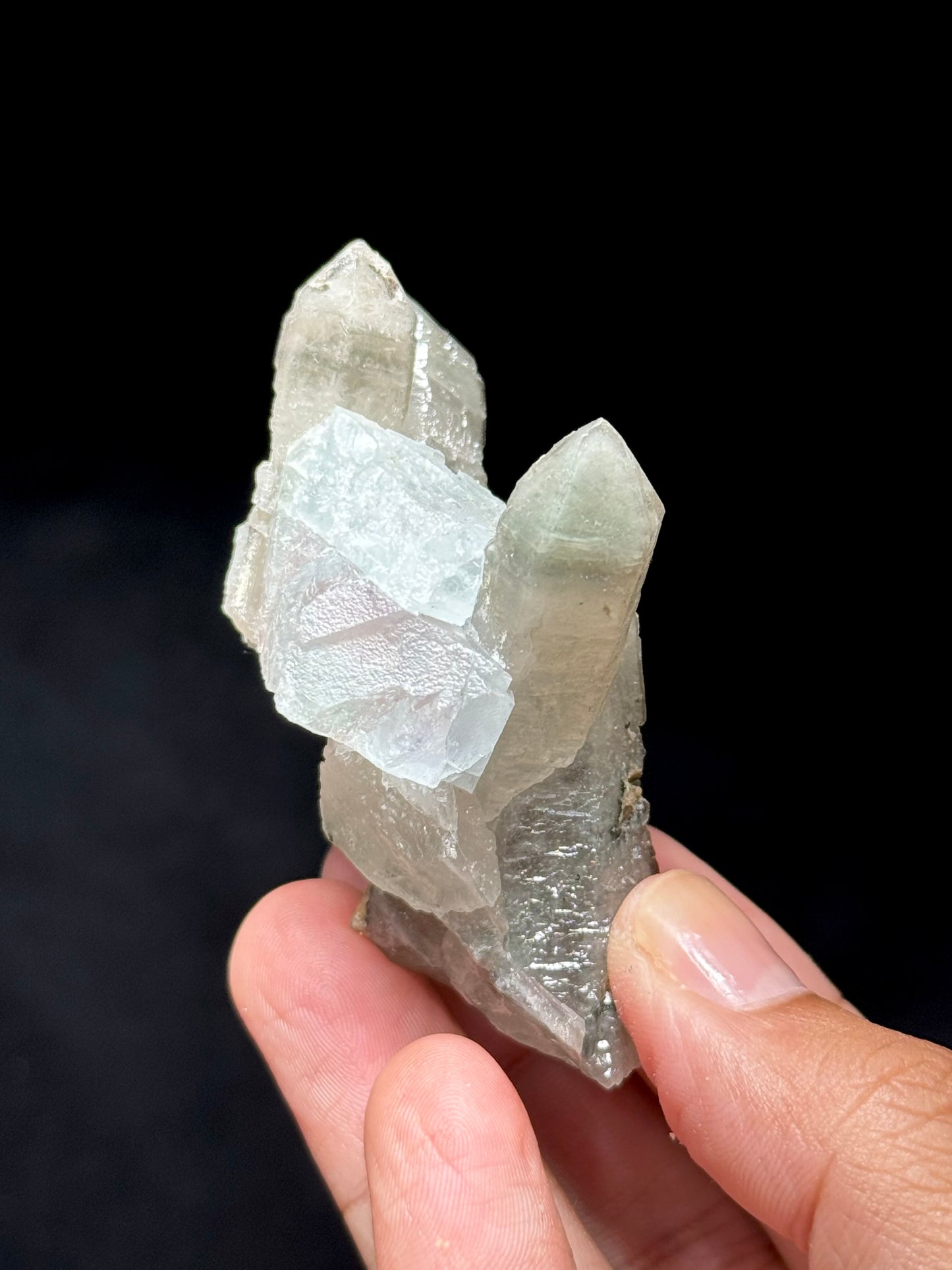 Fluorite on Smoky Quartz