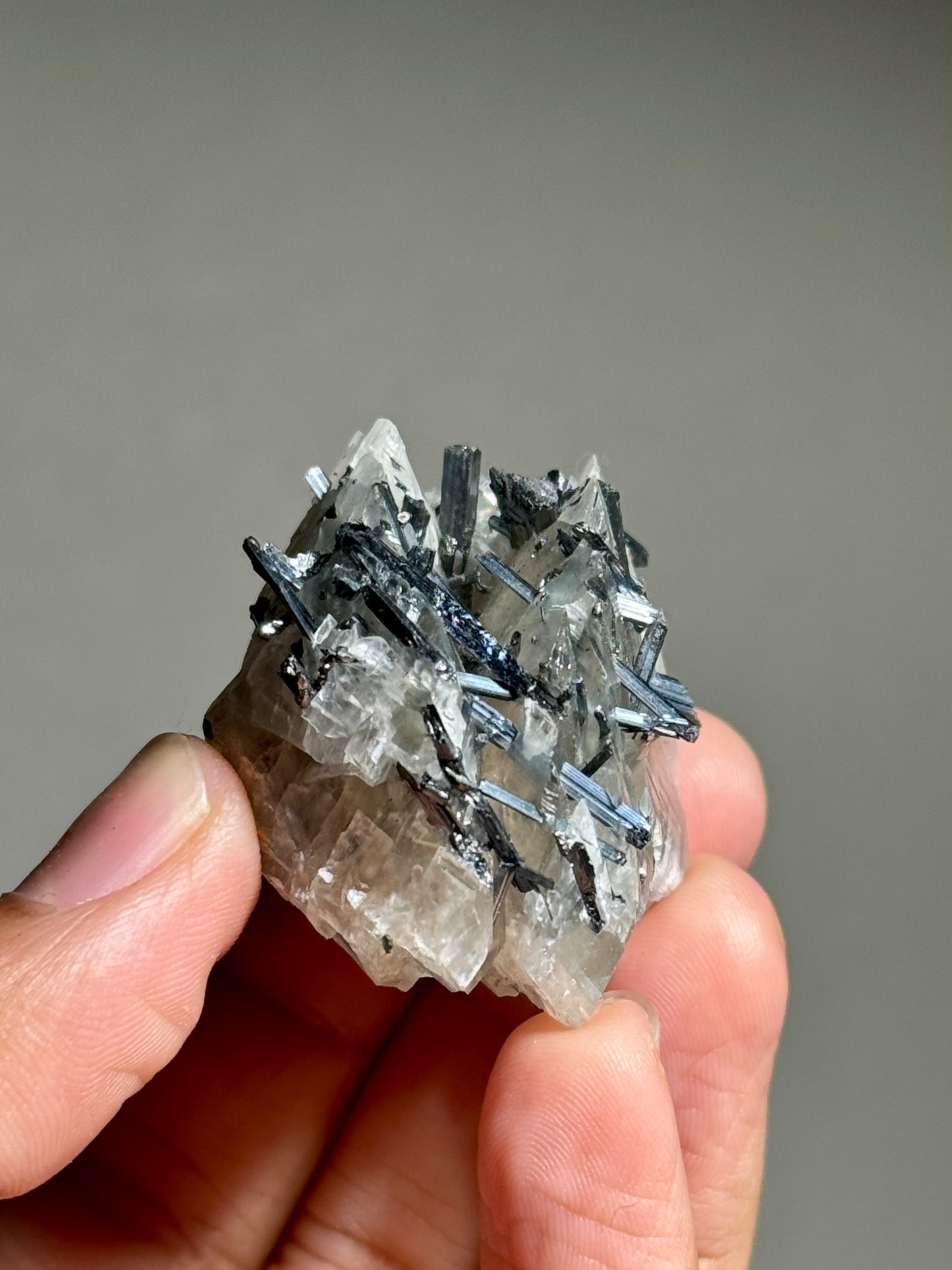 Stibnite in Calcite