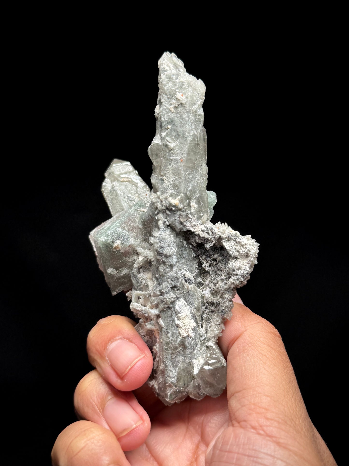 Pink Fluorite on Smoky Quartz