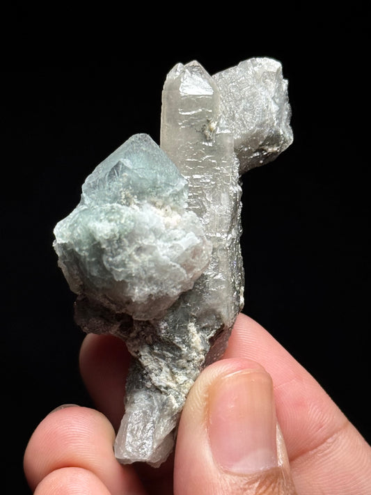 Fluorite on Smoky Quartz