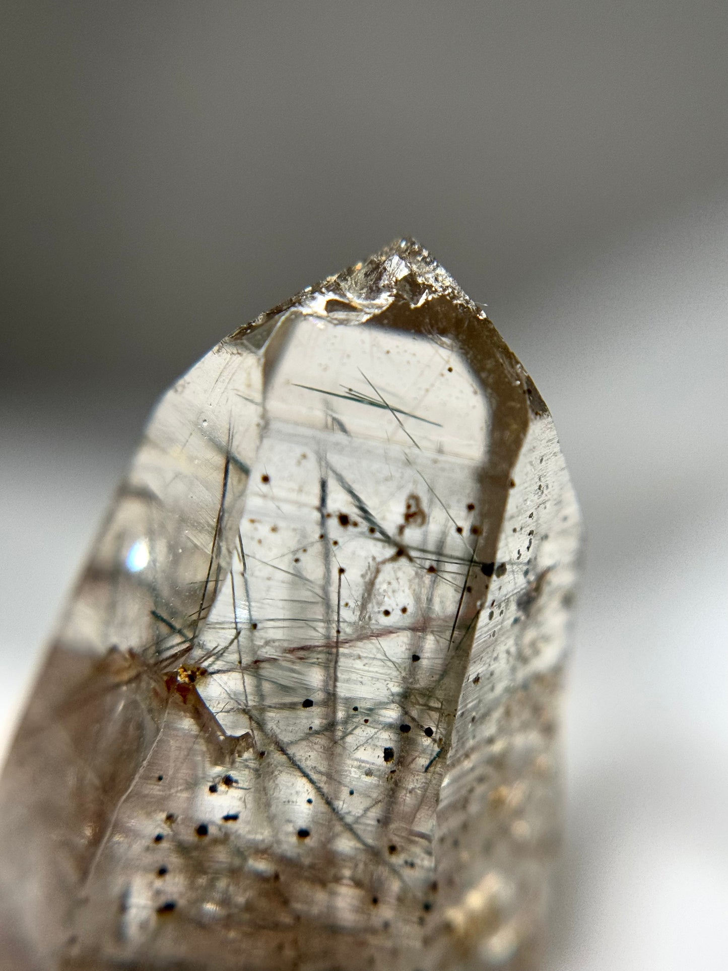 Byssolite & Rutile in Quartz