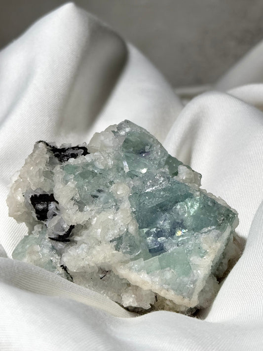 Fluorite with Calcite and Hübnerite