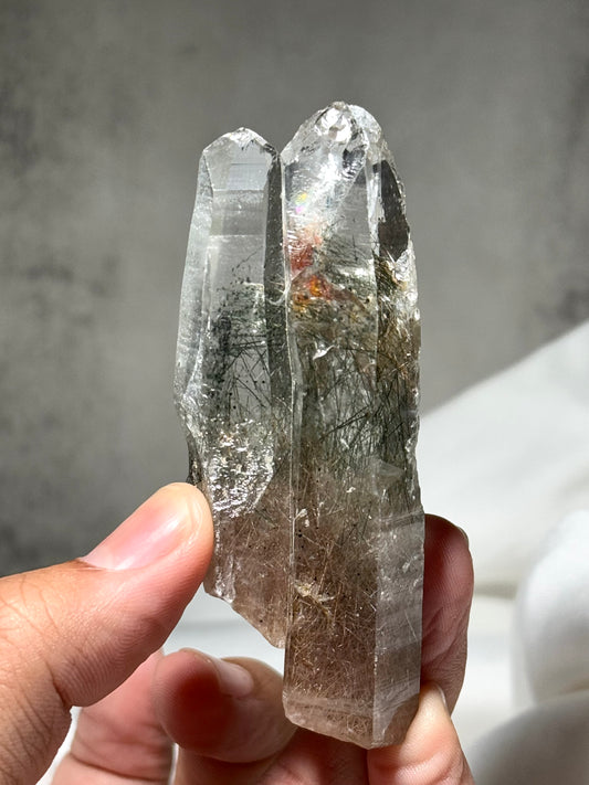Byssolite & Rutile in Quartz