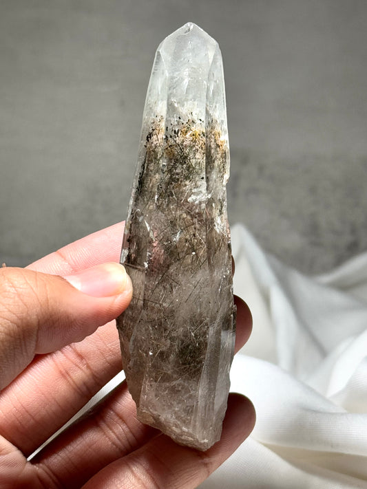 Byssolite & Rutile in Quartz