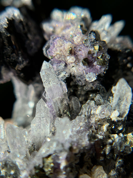 Quartz, Ferberite & Fluorite