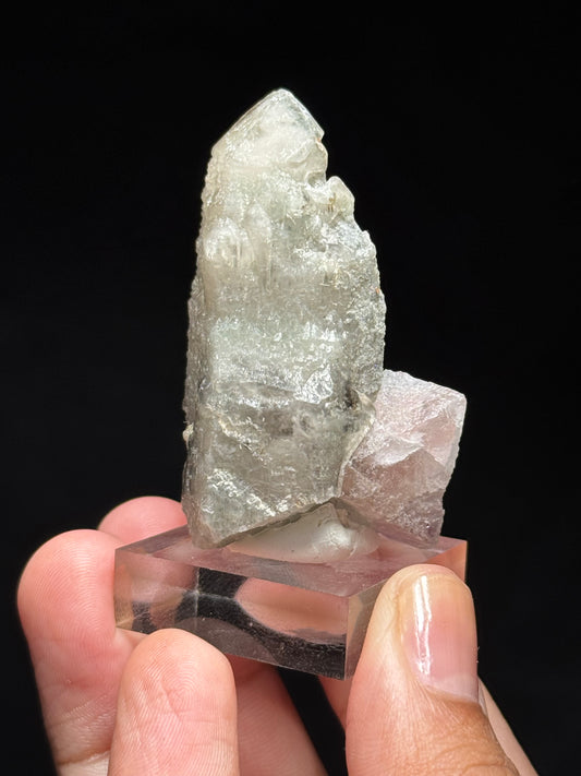 Pink Fluorite on Quartz