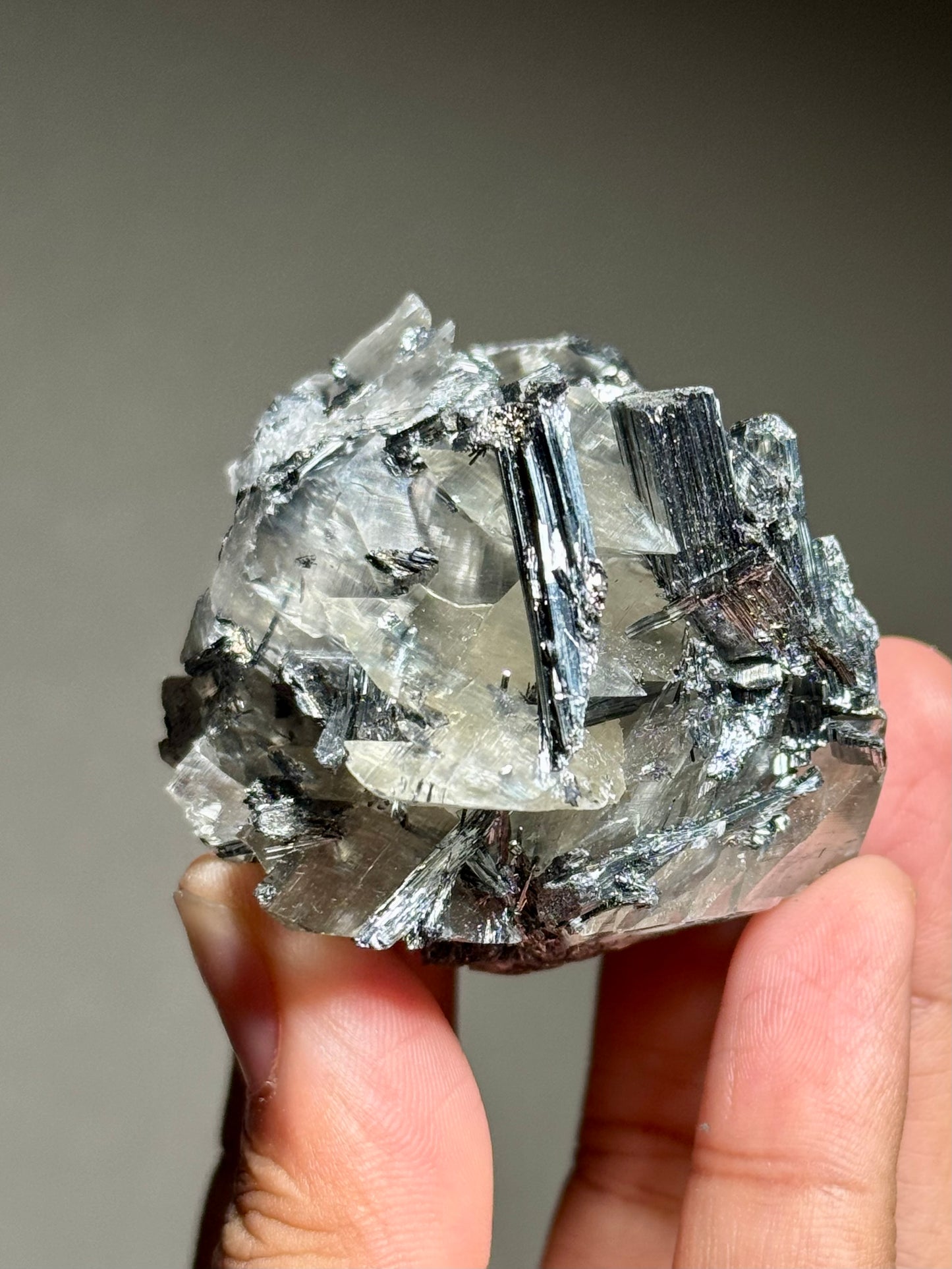Stibnite in Calcite