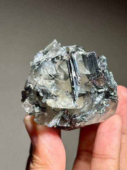 Stibnite in Calcite