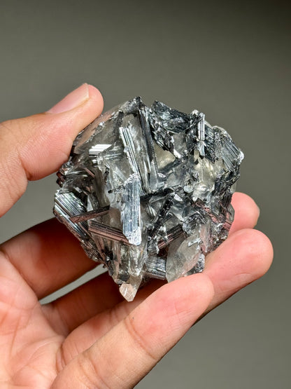 Stibnite in Calcite