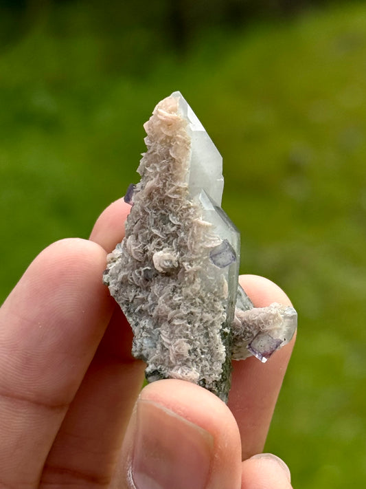 Quartz with Rhodochrosite & Fluorite