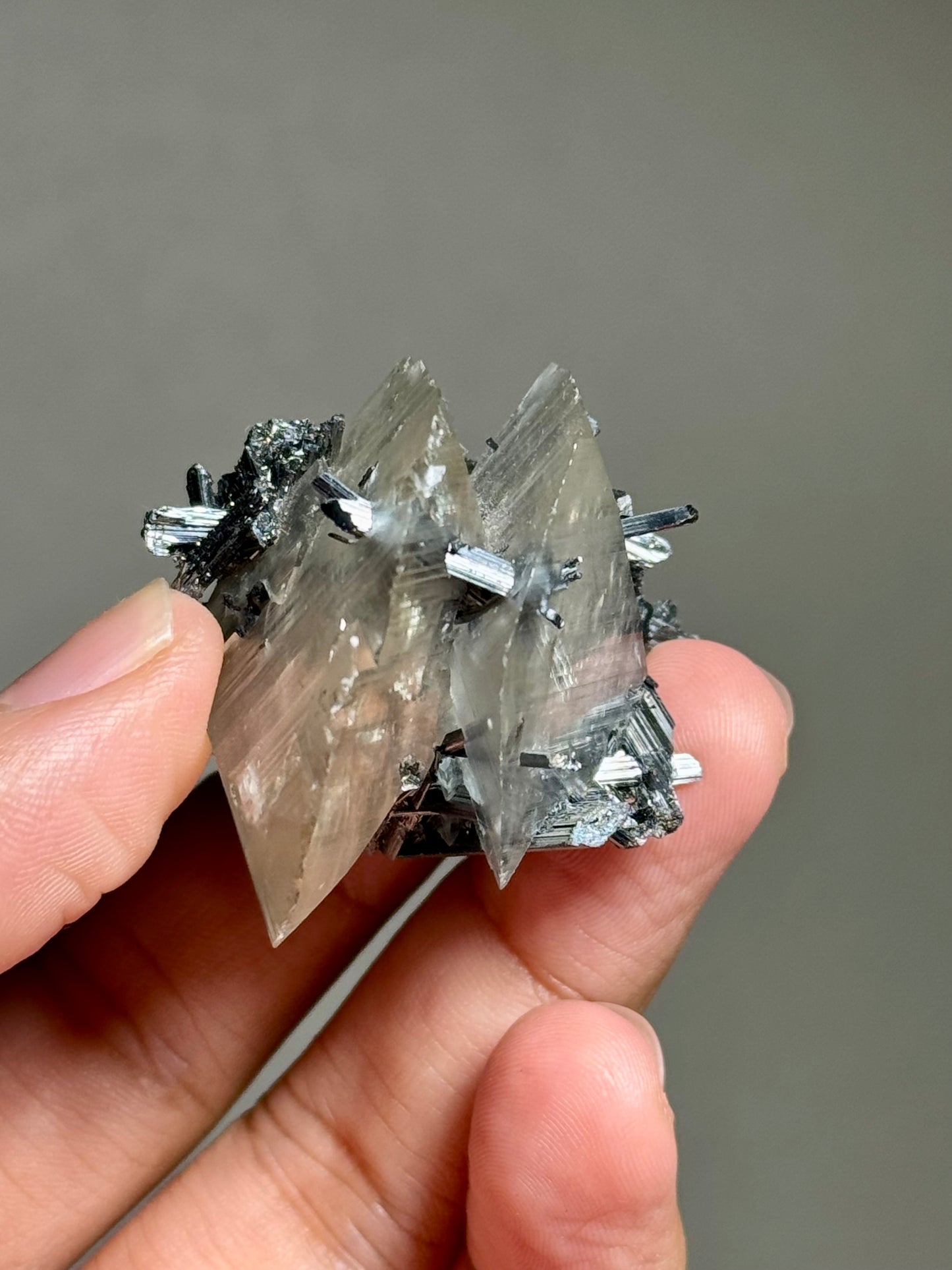 Stibnite in Calcite