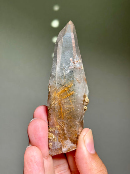 Byssolite & Rutile in Quartz