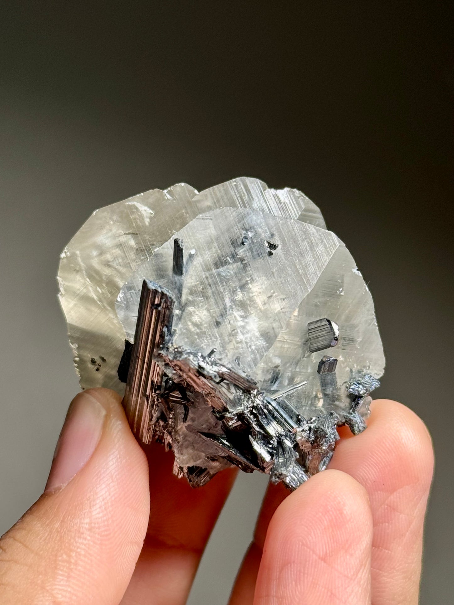 Stibnite in Calcite