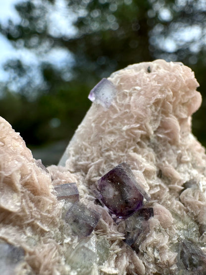 Quartz with Rhodochrosite & Fluorite