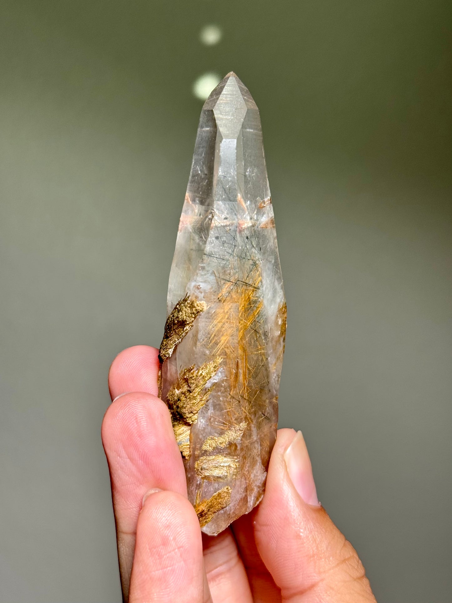 Byssolite & Rutile in Quartz