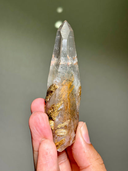 Byssolite & Rutile in Quartz