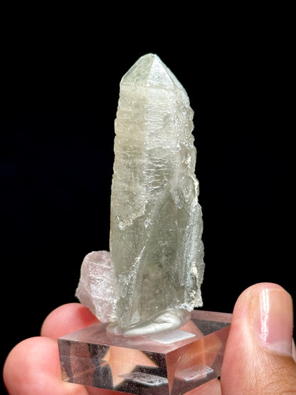 Pink Fluorite on Smoky Quartz