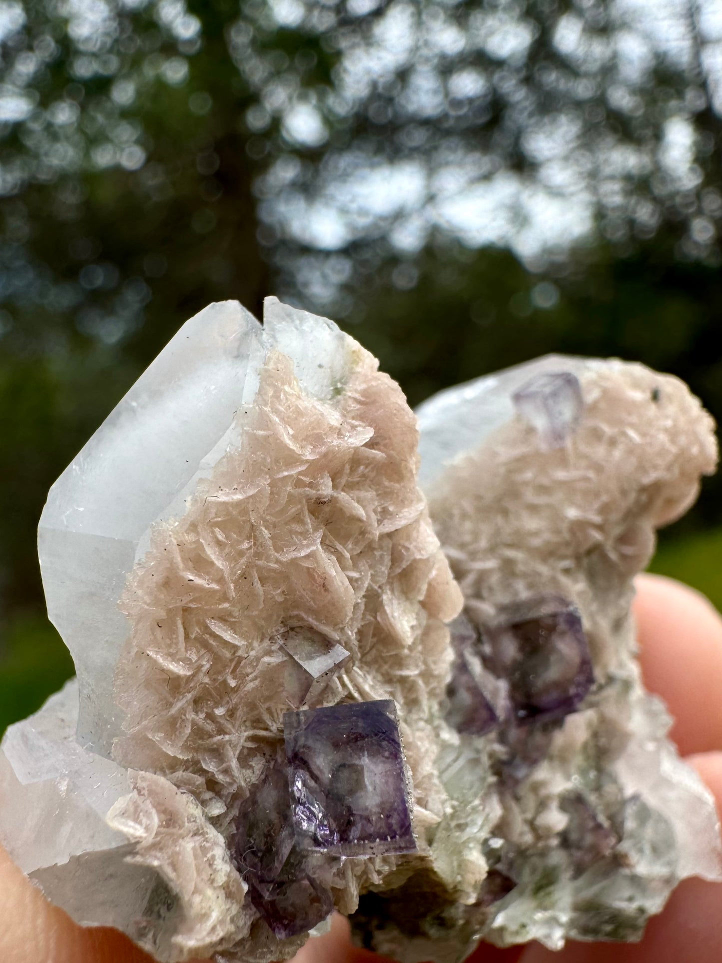 Quartz with Rhodochrosite & Fluorite