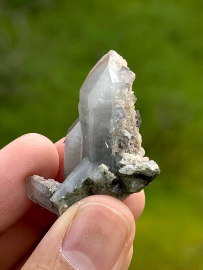 Quartz with Rhodochrosite & Fluorite