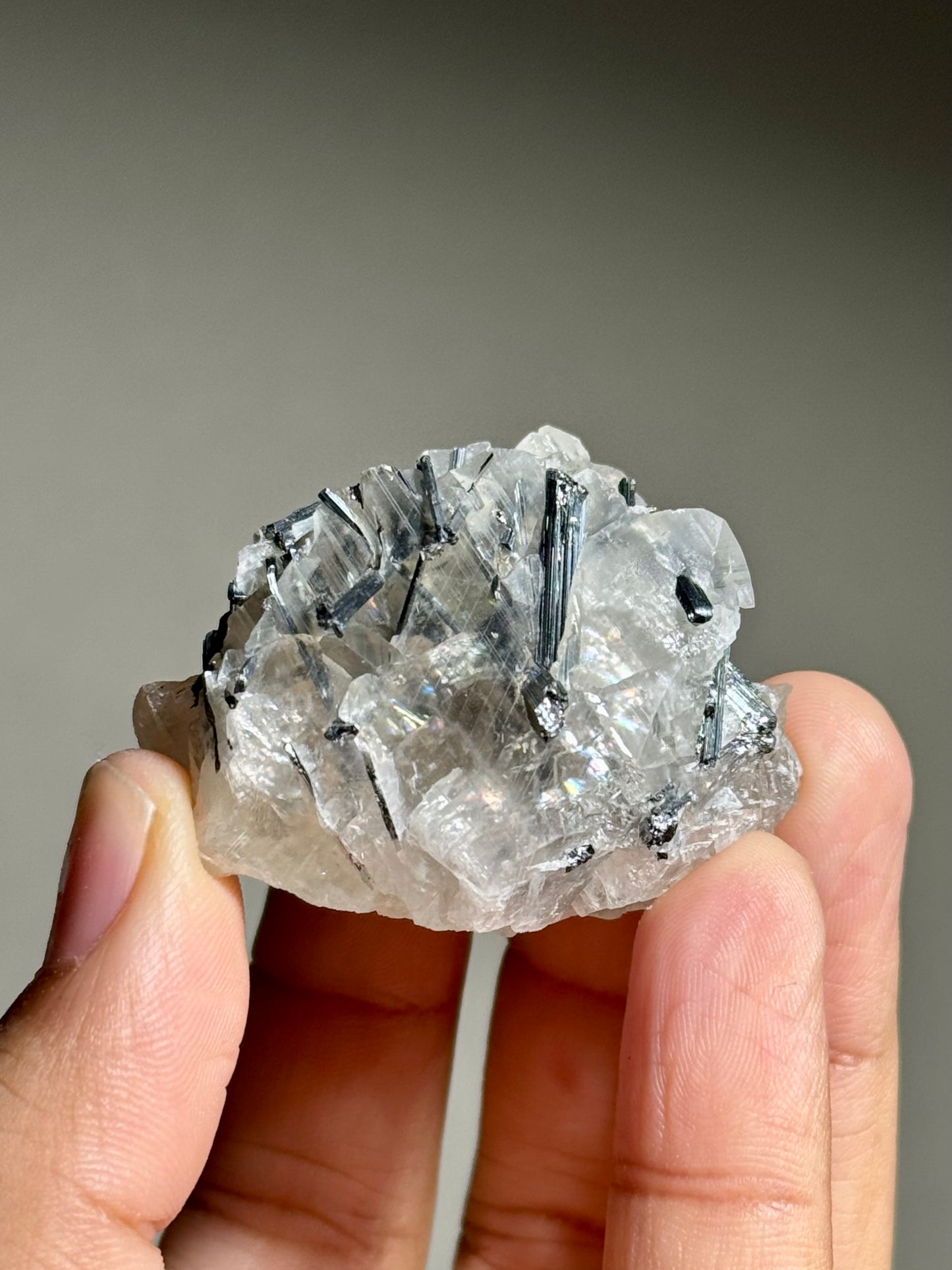 Stibnite in Calcite