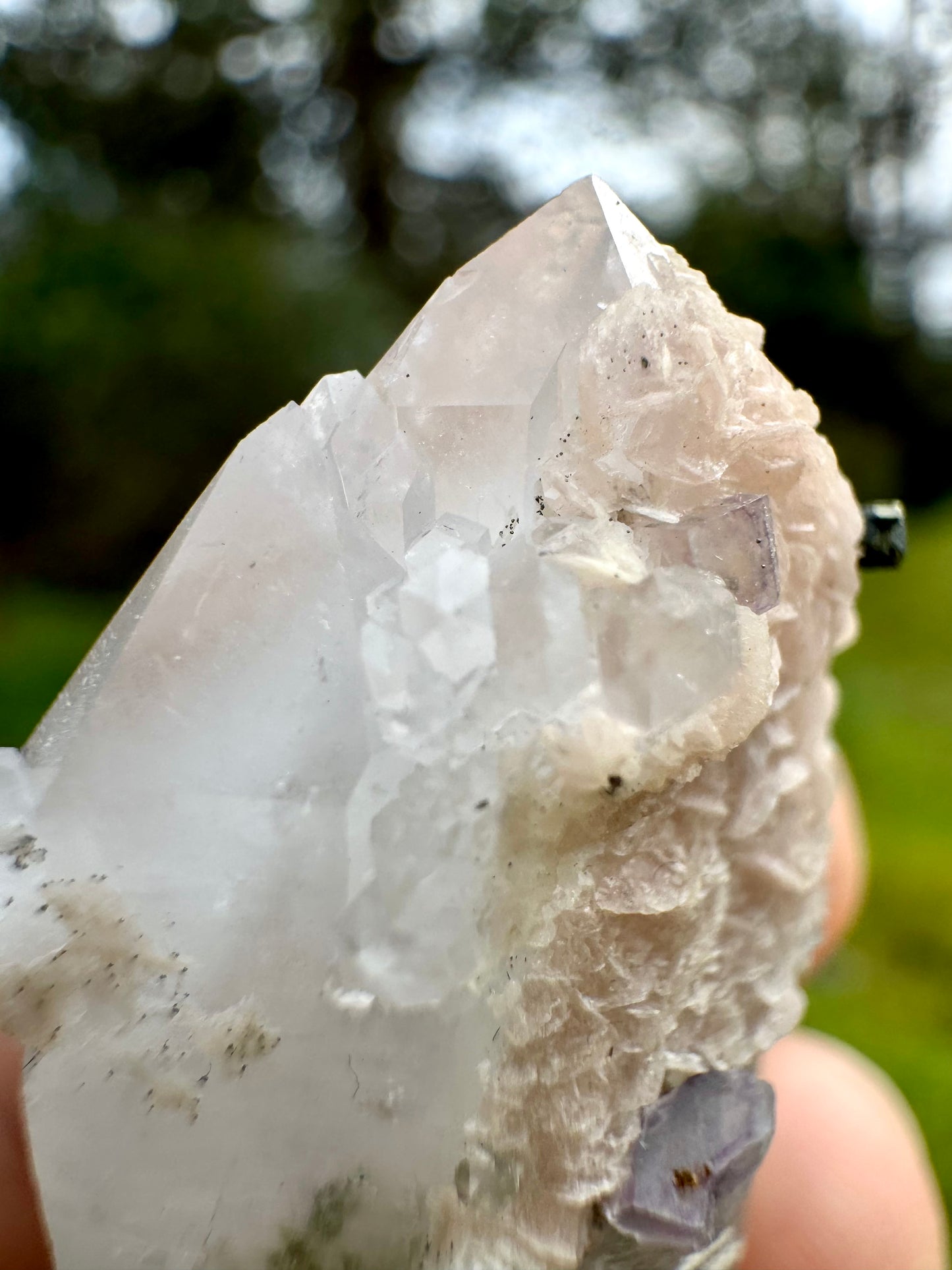 Quartz with Rhodochrosite & Fluorite
