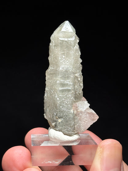 Pink Fluorite on Smoky Quartz