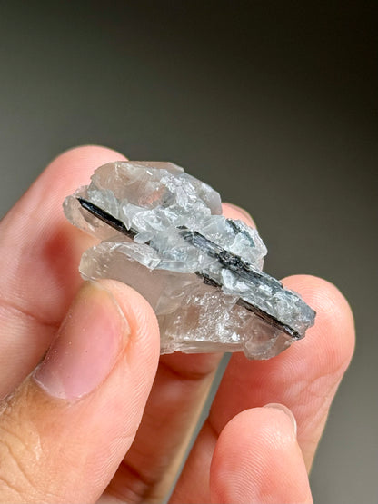 Stibnite in Calcite