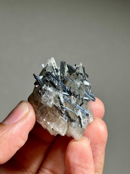Stibnite in Calcite