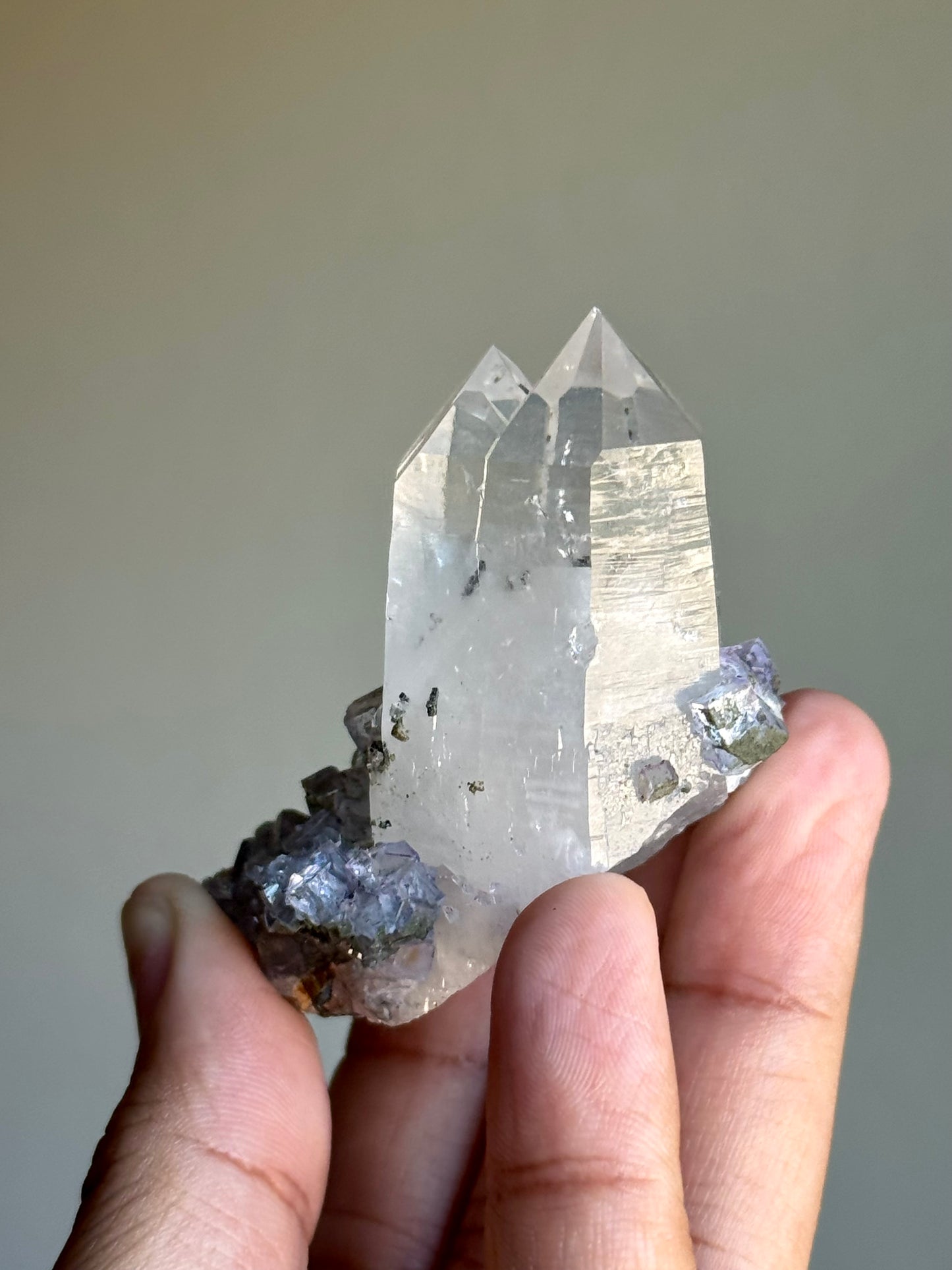 Quartz & Fluorite (fluorite inclusion)