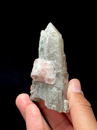 Pink Fluorite on Smoky Quartz