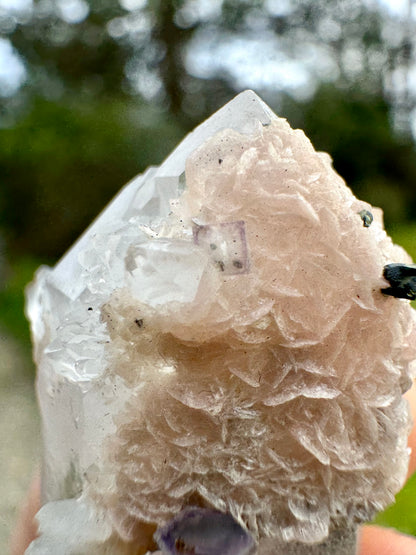 Quartz with Rhodochrosite & Fluorite