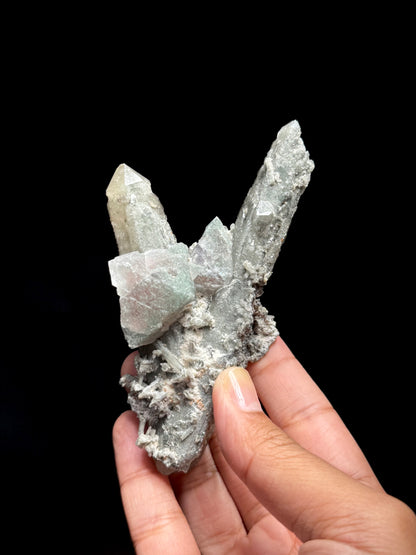 Pink Fluorite on Smoky Quartz