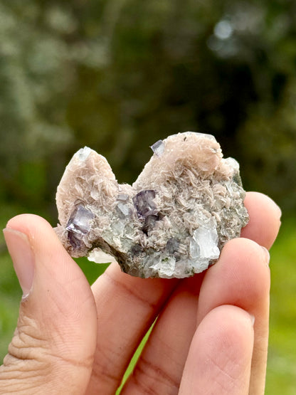 Quartz with Rhodochrosite & Fluorite