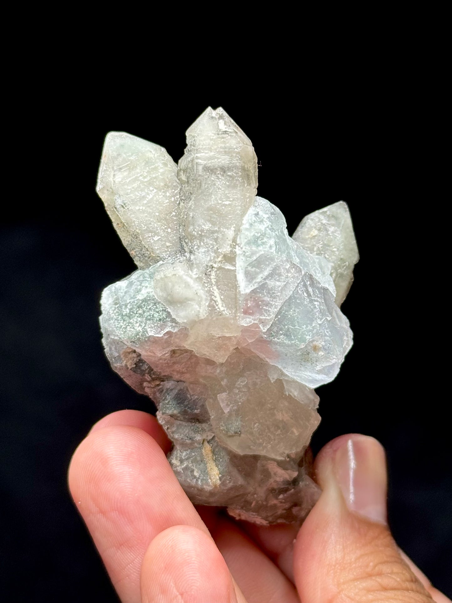 Fluorite on Smoky Quartz