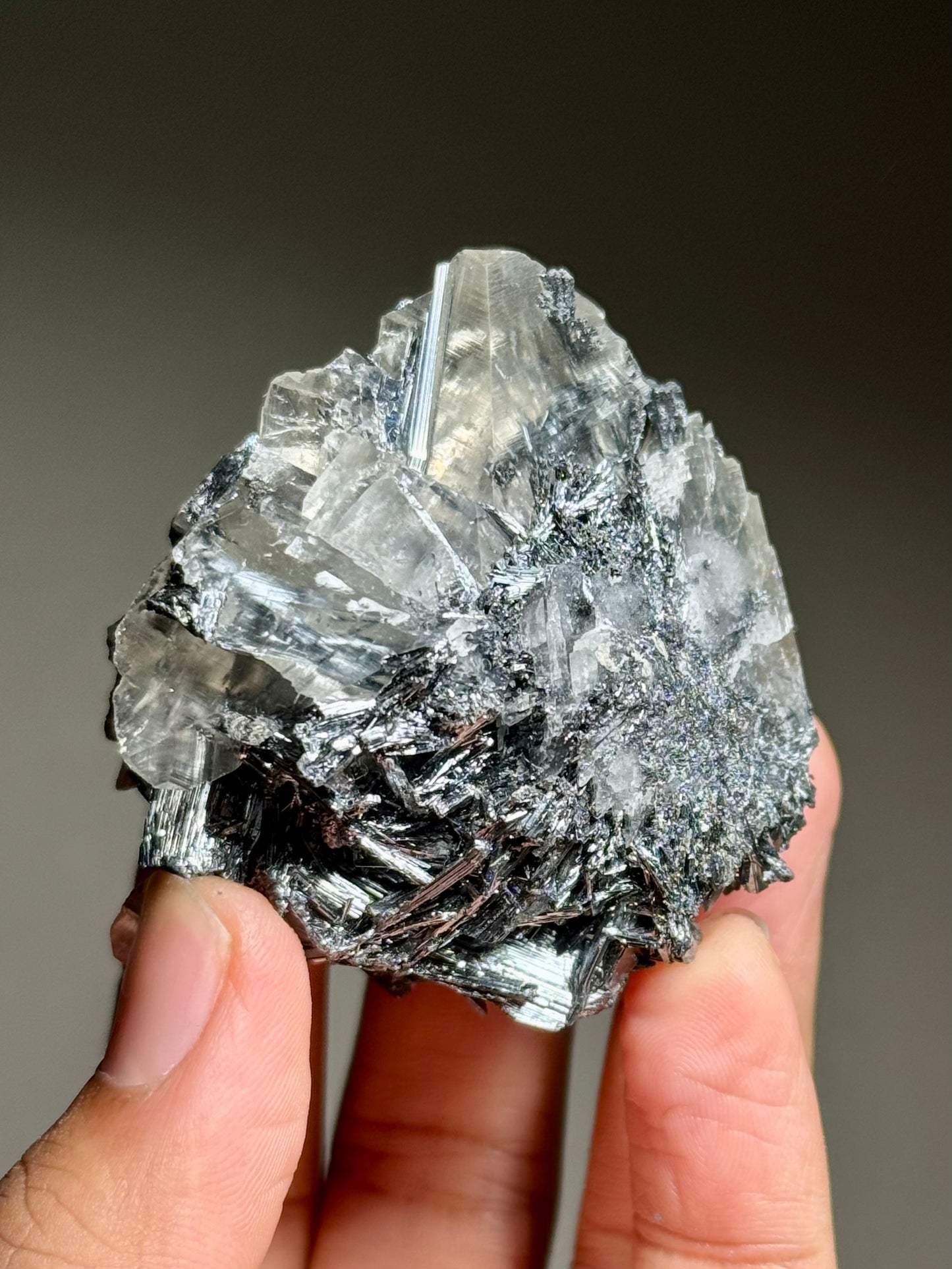 Stibnite in Calcite