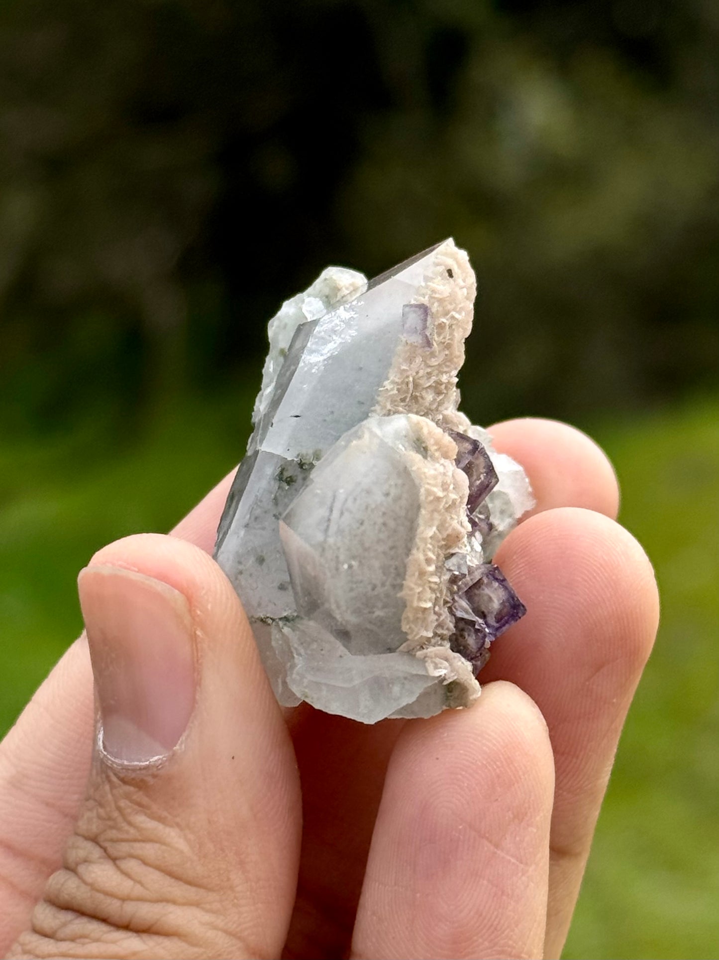 Quartz with Rhodochrosite & Fluorite