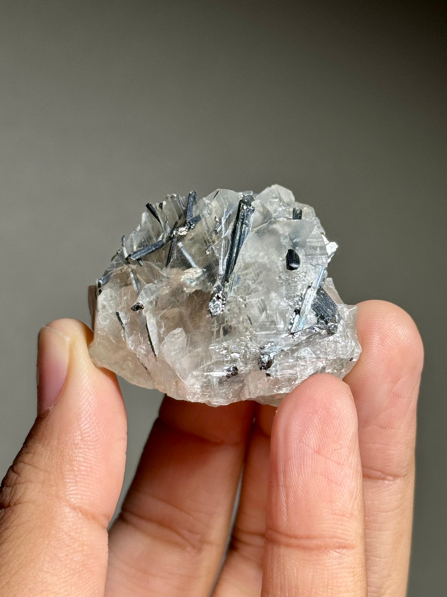 Stibnite in Calcite