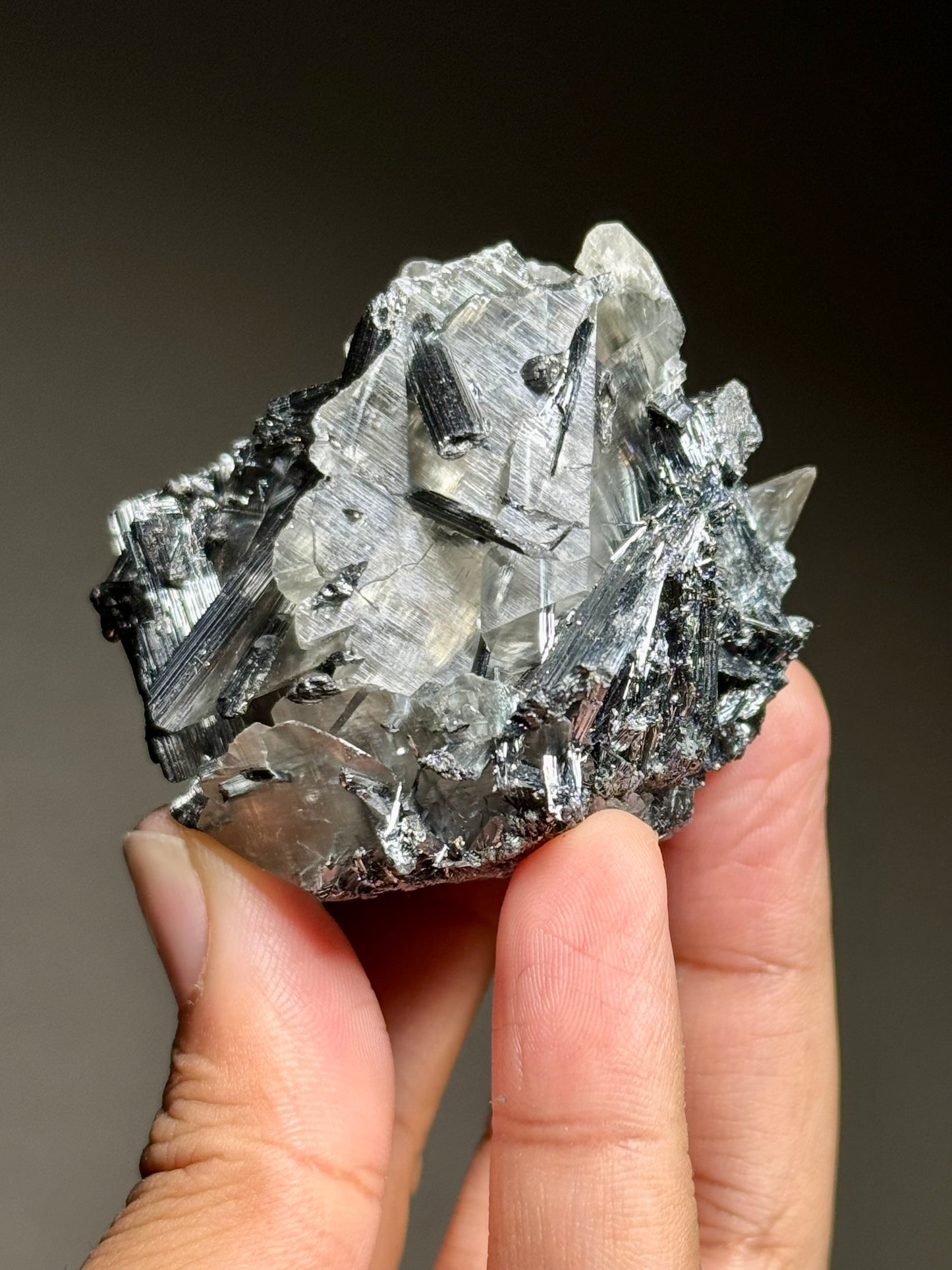 Stibnite in Calcite