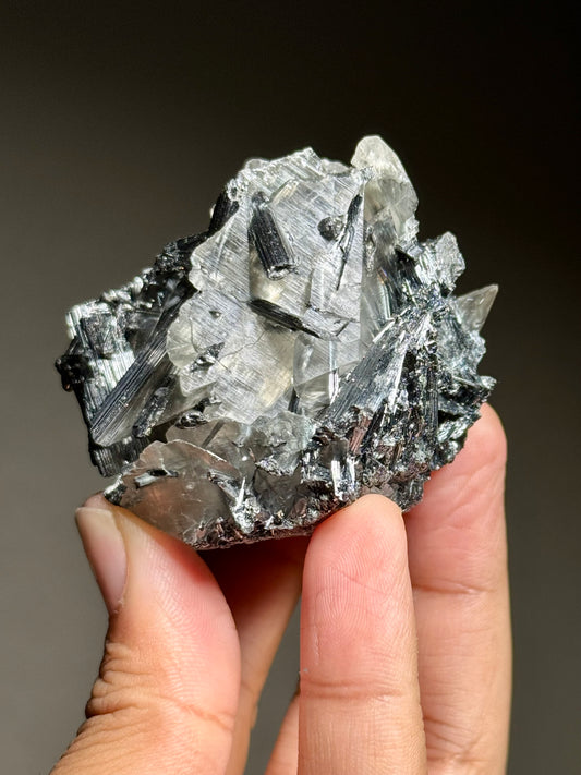 Stibnite in Calcite