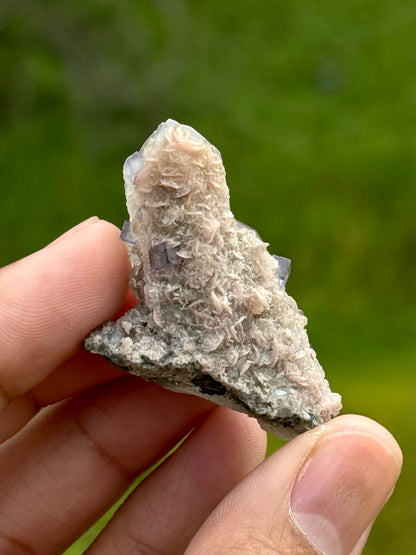 Quartz with Rhodochrosite & Fluorite
