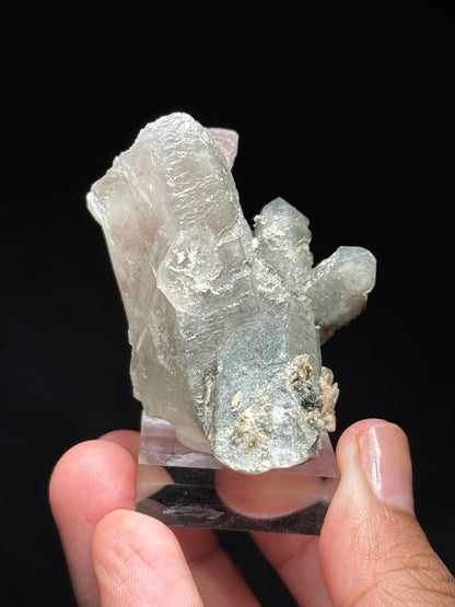 Pink Fluorite on Smoky Quartz