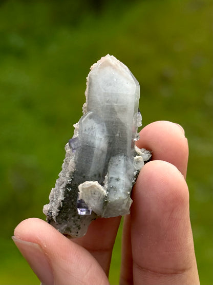 Quartz with Rhodochrosite & Fluorite