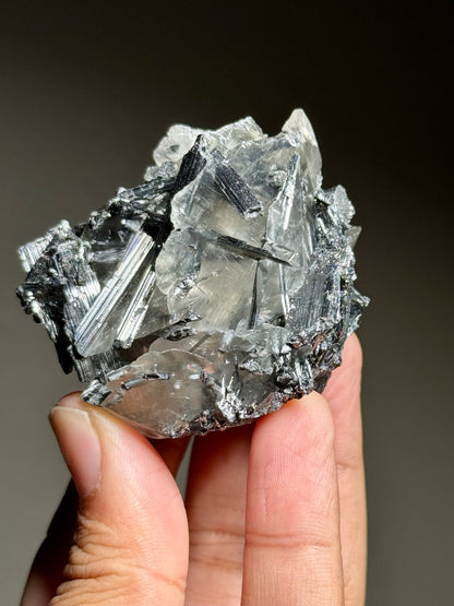 Stibnite in Calcite