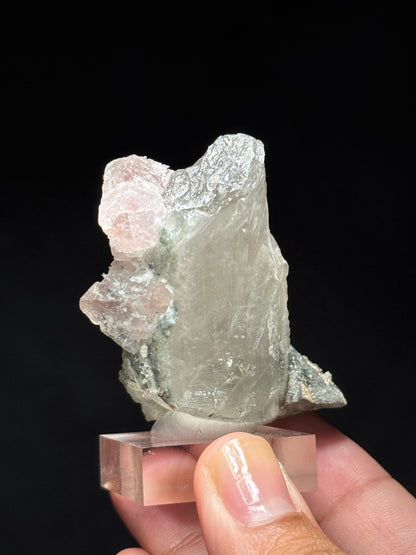 Pink Fluorite on Smoky Quartz