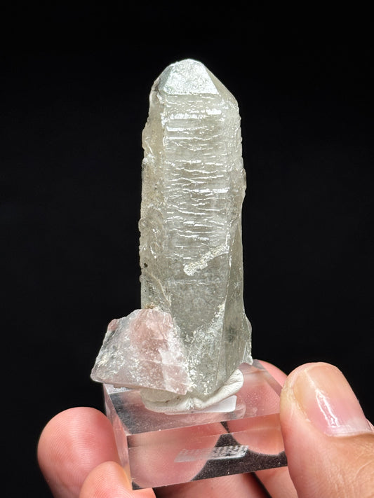 Pink Fluorite on Smoky Quartz