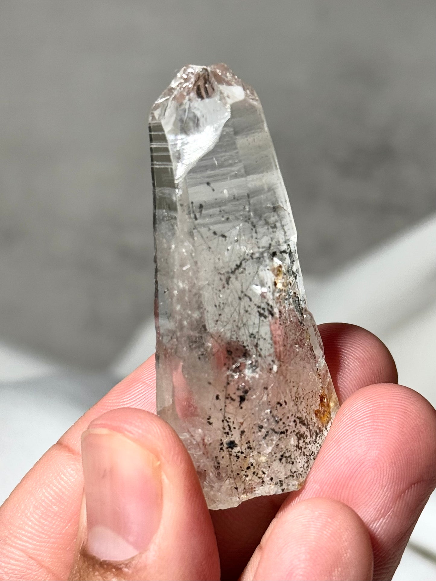 Byssolite & Rutile in Quartz