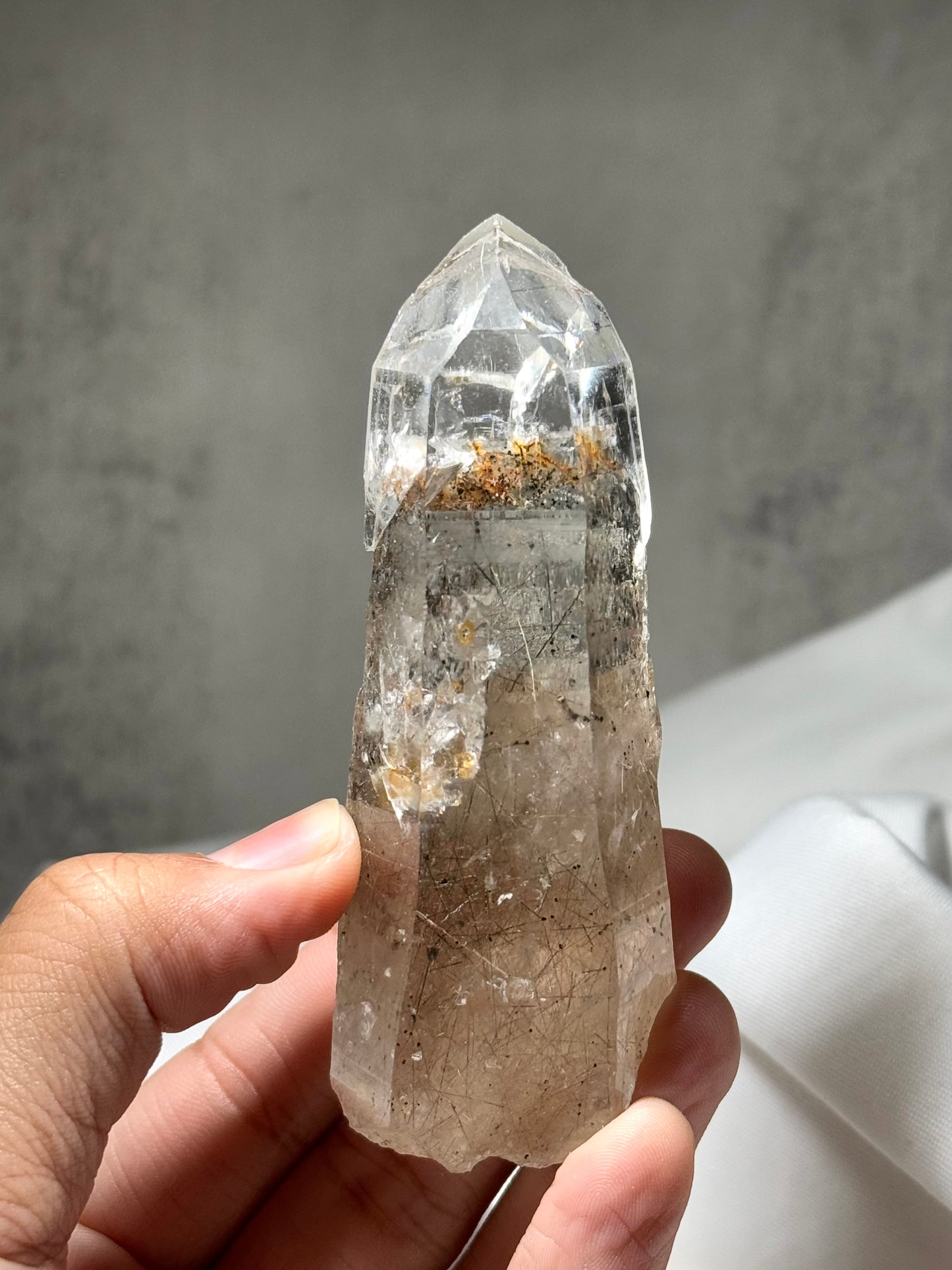 Byssolite & Rutile in Quartz